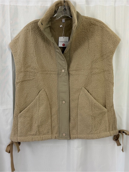 JUJIAYOUPIN Jackets & Blazers - Stand Up Collar Sleeveless Teddy Sherpa Vest Jacket  - Beige/Tan XS NWT